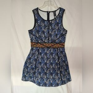 mark. Blue Fit and Flare Mini Dress